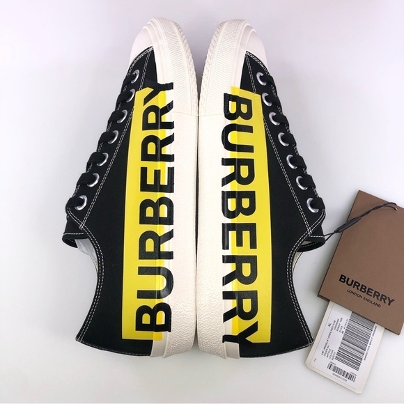 Burberry Mens Larkhall Stripe Classic Side Logo Sneaker Black Shoes - Picture 2 of 9